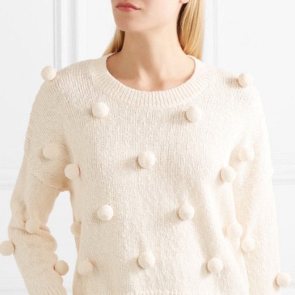 NWT Madewell Cream Pom Pom Sweater